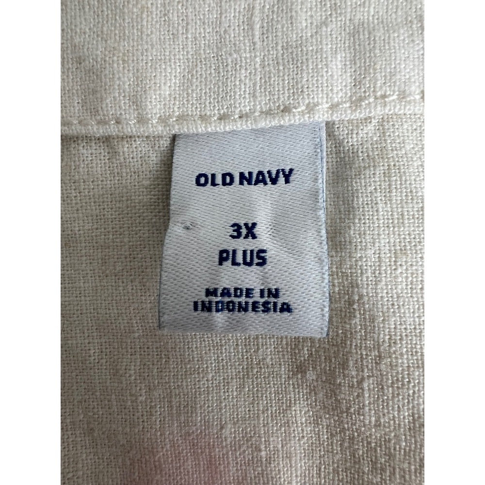 Old Navy 3X Linen Blend Button Front Dress Ivory Short Sleeve Romantic Prairie - Picture 6 of 7